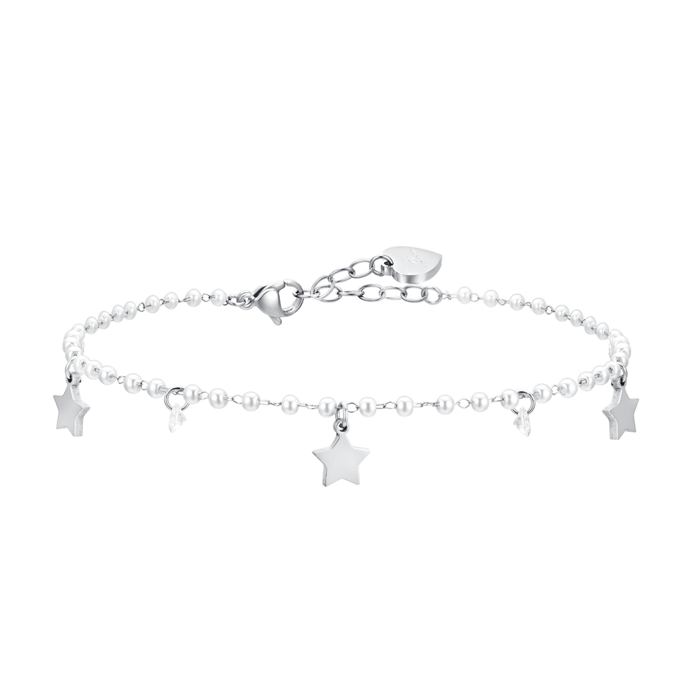 BRACELET DE CHEVILLE POUR FEMME EN PERLE ET ÉTOILE D'ACIER