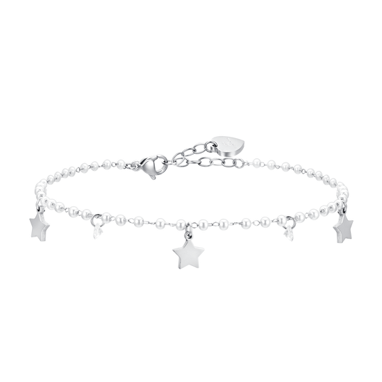 BRACELET DE CHEVILLE POUR FEMME EN PERLE ET ÉTOILE D'ACIER