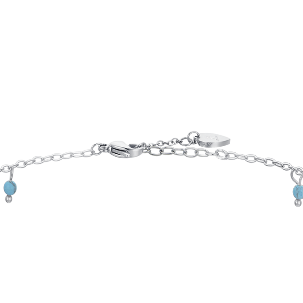 BRACELET DE CHEVILLE EN ACIER POUR FEMMES, PIERRES TURQUOISES