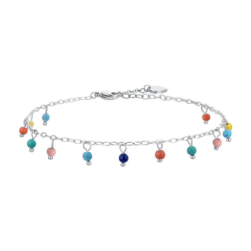 BRACELET DE CHEVILLE EN ACIER POUR FEMMES, PIERRES MULTICOLORES