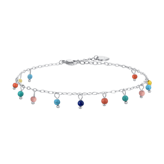 BRACELET DE CHEVILLE EN ACIER POUR FEMMES, PIERRES MULTICOLORES