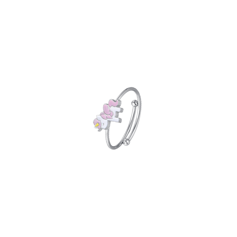 BAGUE DE FILLE EN ACIER AVEC LICORNE