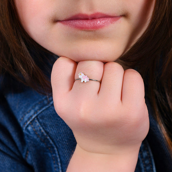 BAGUE DE FILLE EN ACIER AVEC LICORNE