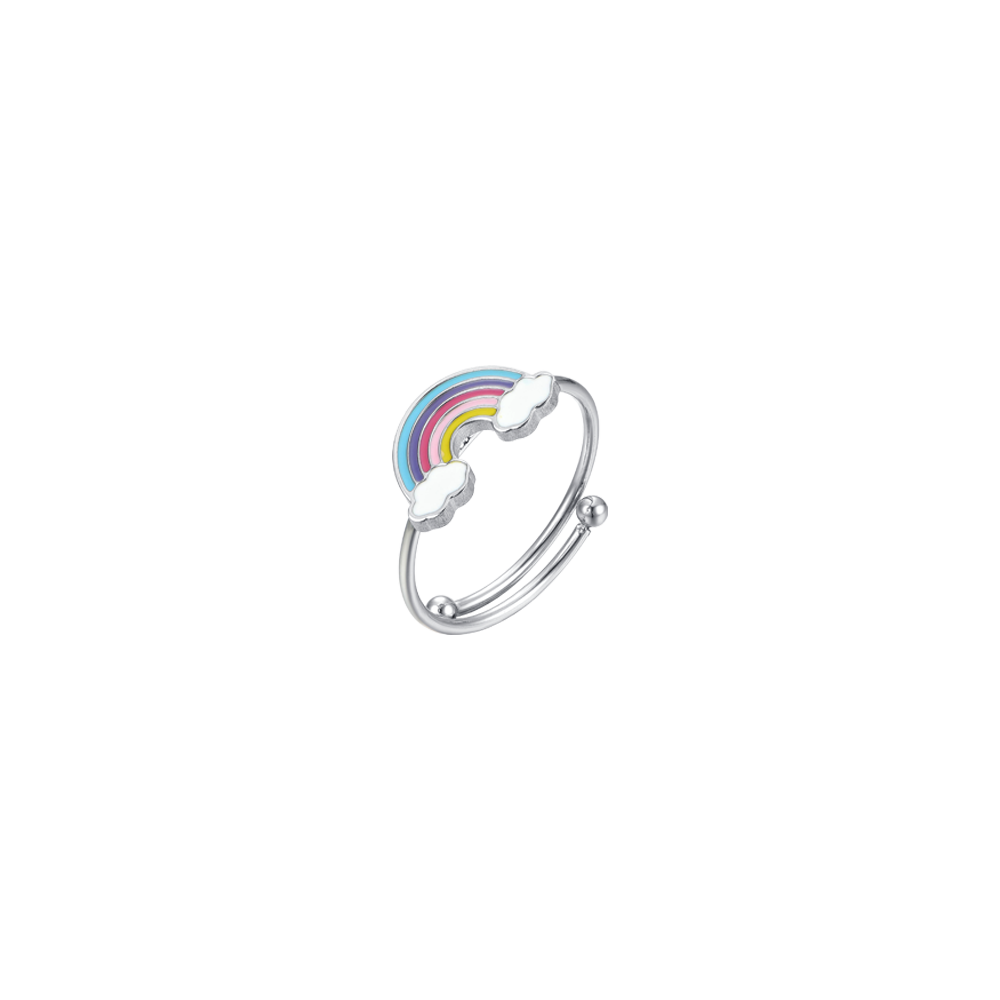 BAGUE DE FILLE EN ACIER ARC-EN-CIEL