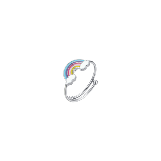 BAGUE DE FILLE EN ACIER ARC-EN-CIEL