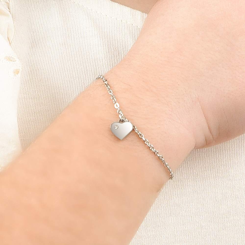 BRACELET FILLE EN ACIER AVEC COEUR