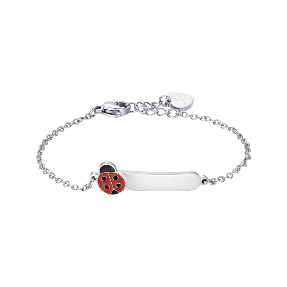 BRACELET PERSONNALISABLE POUR FILLE EN ACIER AVEC COCCINELLE