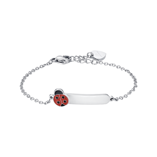 BRACELET PERSONNALISABLE POUR FILLE EN ACIER AVEC COCCINELLE