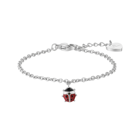 BRACELET FILLE EN ACIER AVEC COCCINELLE