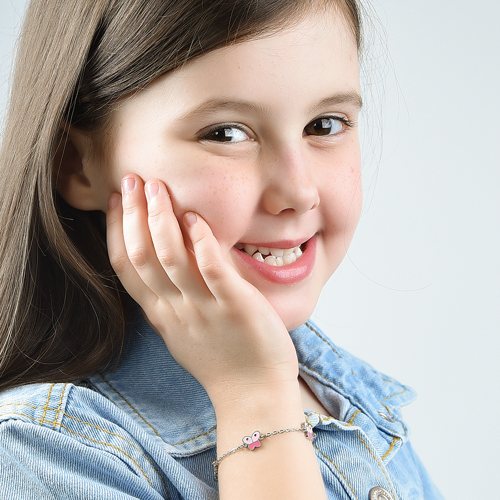 BRACELET FILLE EN ACIER AVEC PAPILLONS