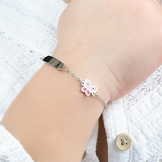 BRACELET FILLE EN ACIER AVEC PAPILLON