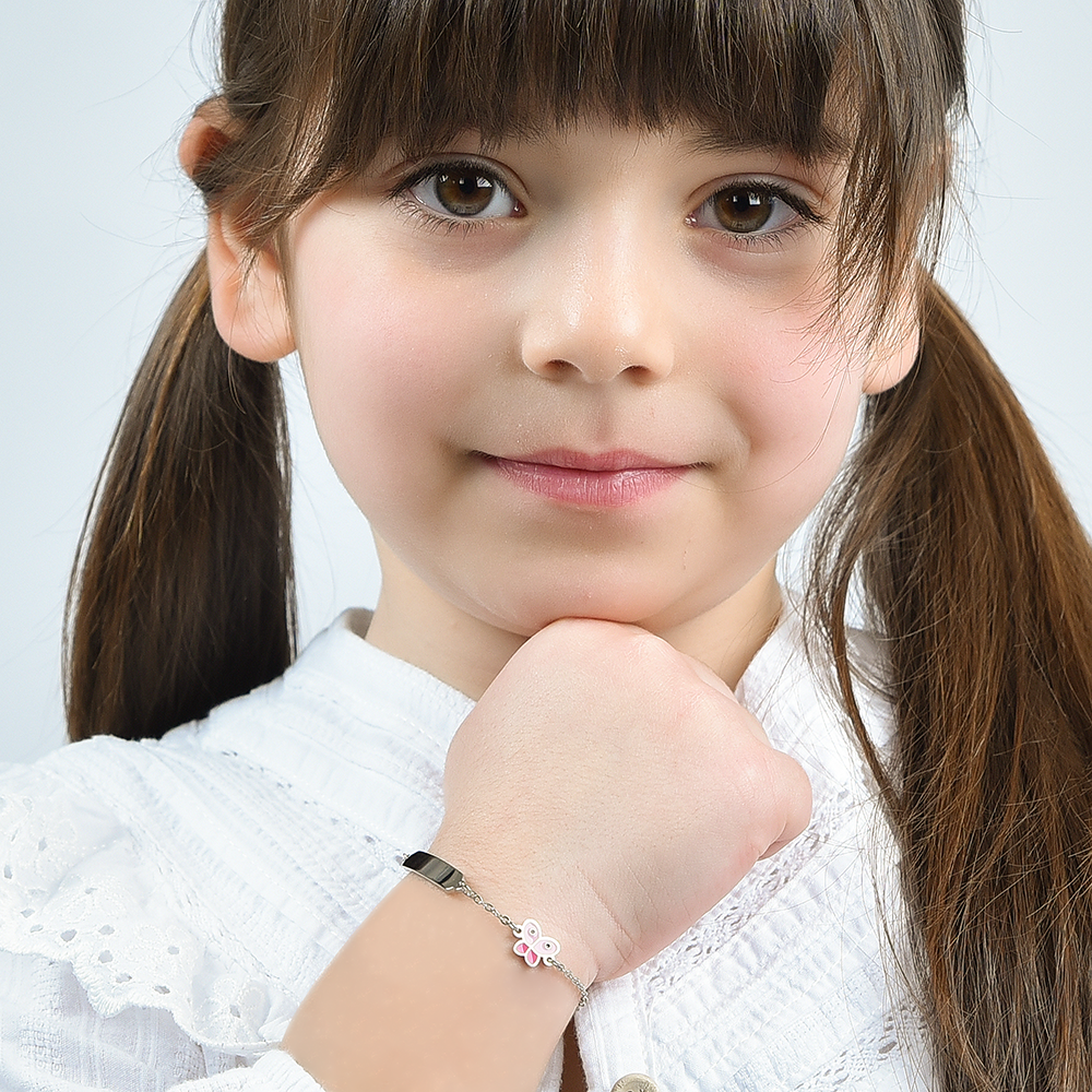 BRACELET FILLE EN ACIER AVEC PAPILLON