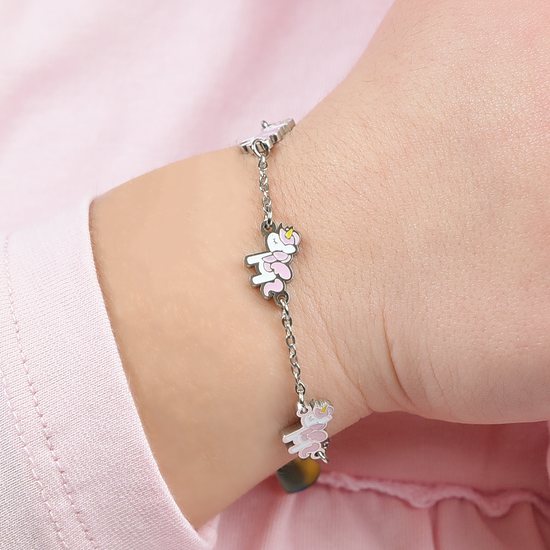 BRACELET DE FILLE EN ACIER AVEC LICORNES