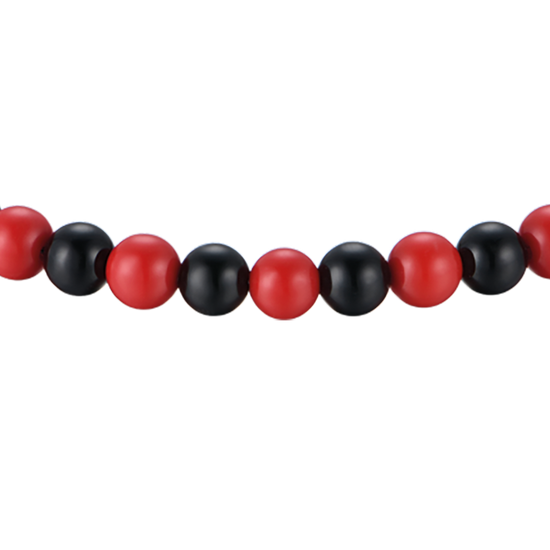 BRACELET BÉBÉ EN ACIER AVEC PIERRES ROUGES ET NOIRES