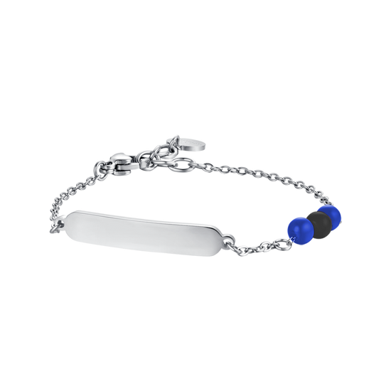 BRACELET BÉBÉ EN ACIER AVEC PIERRES BLEUES ET NOIRES