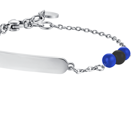 BRACELET BÉBÉ EN ACIER AVEC PIERRES BLEUES ET NOIRES