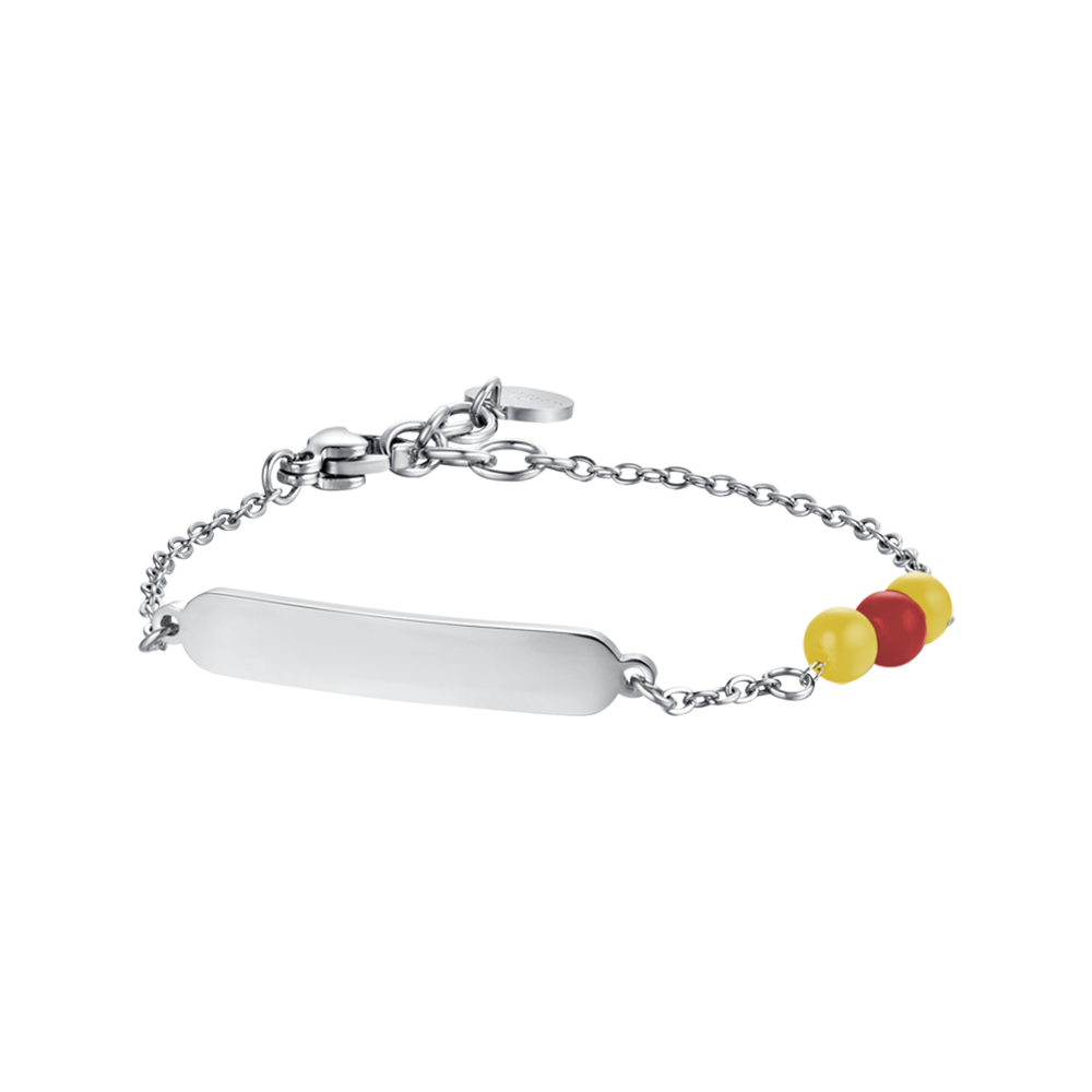 BRACELET BÉBÉ EN ACIER AVEC PIERRES JAUNES ET ROUGES