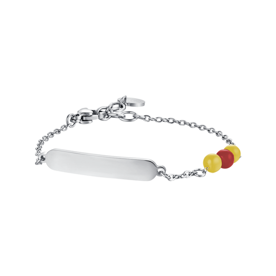 BRACELET BÉBÉ EN ACIER AVEC PIERRES JAUNES ET ROUGES