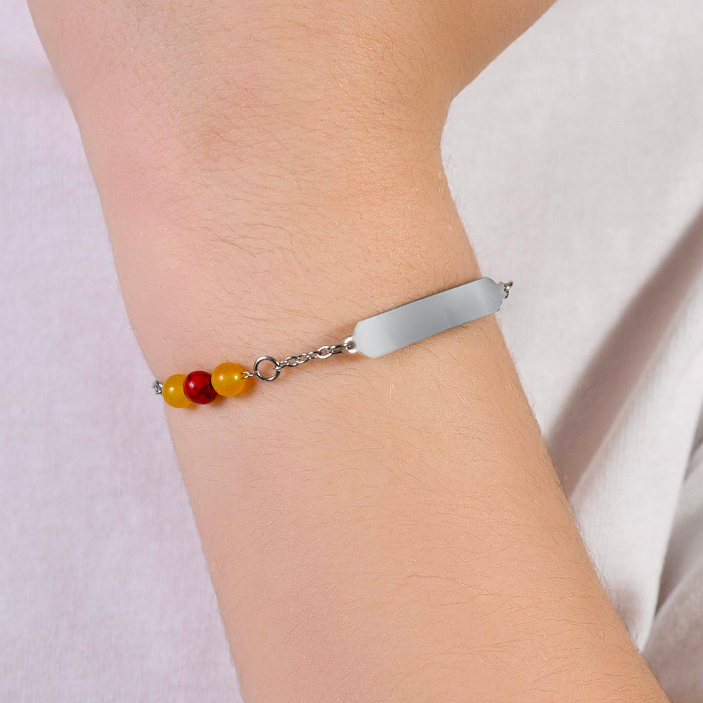 BRACELET BÉBÉ EN ACIER AVEC PIERRES JAUNES ET ROUGES