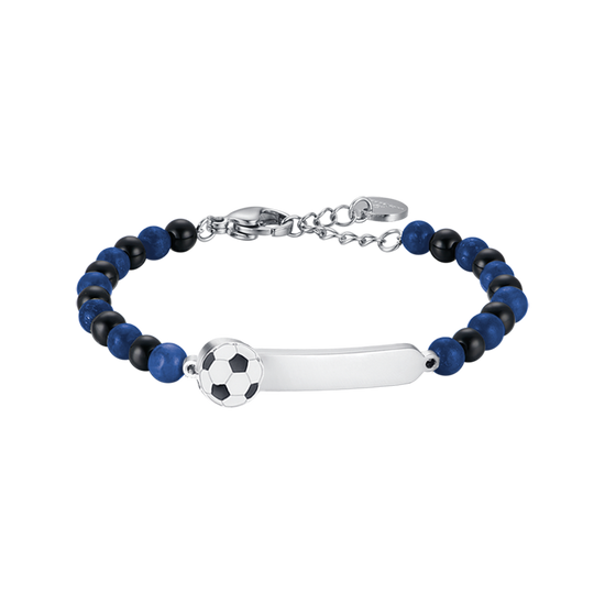 BRACELET BÉBÉ EN ACIER AVEC PIERRES BLEUES ET NOIRES