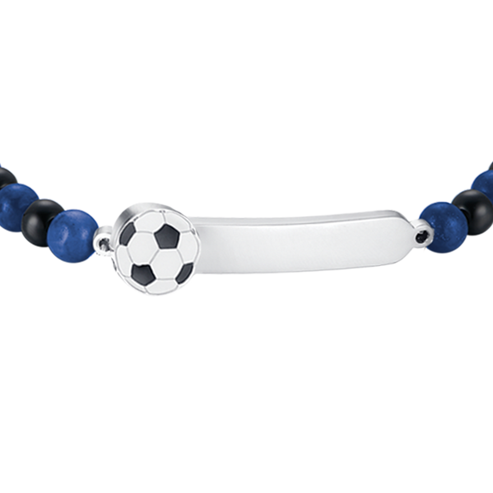 BRACELET BÉBÉ EN ACIER AVEC PIERRES BLEUES ET NOIRES