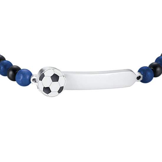 BRACELET BÉBÉ EN ACIER AVEC PIERRES BLEUES ET NOIRES