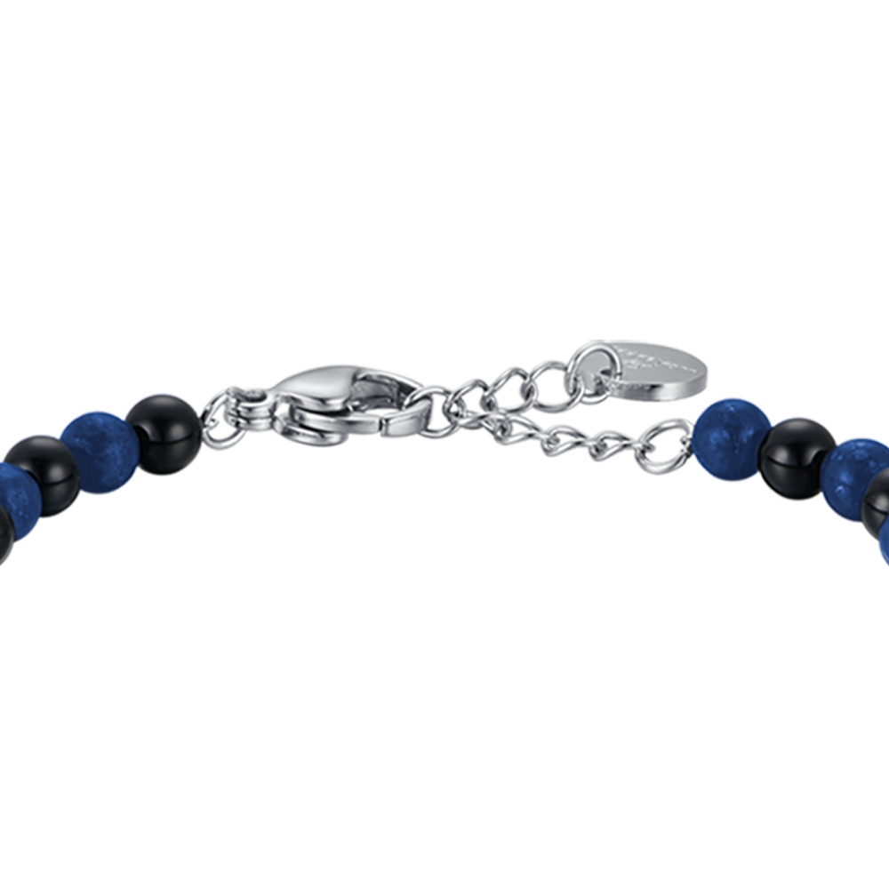 BRACELET BÉBÉ EN ACIER AVEC PIERRES BLEUES ET NOIRES