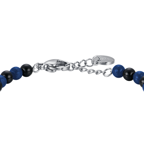 BRACELET BÉBÉ EN ACIER AVEC PIERRES BLEUES ET NOIRES