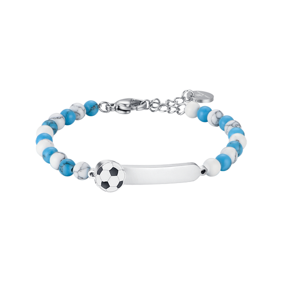 BRACELET BÉBÉ EN ACIER AVEC PIERRES BLEUES ET BLANCHES