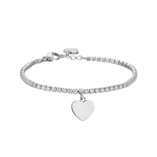 BRACELET DE TENNIS EN ACIER POUR FILLE AVEC CRISTAUX BLANCS ET COEUR