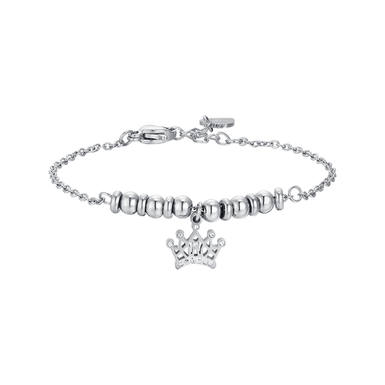 BRACELET FILLE EN ACIER AVEC COURONNE ET CRISTAUX BLANCS