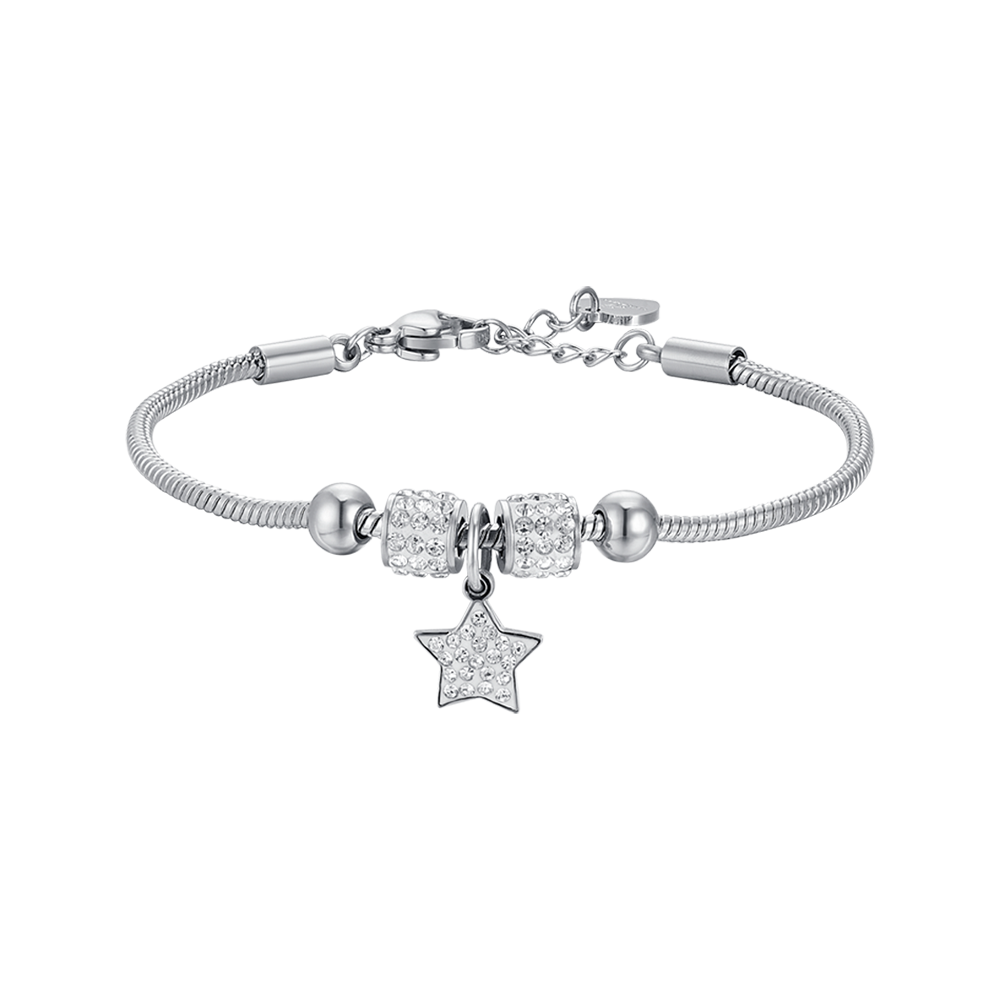 BRACELET ÉTOILE EN ACIER AVEC CRISTAUX BLANCS