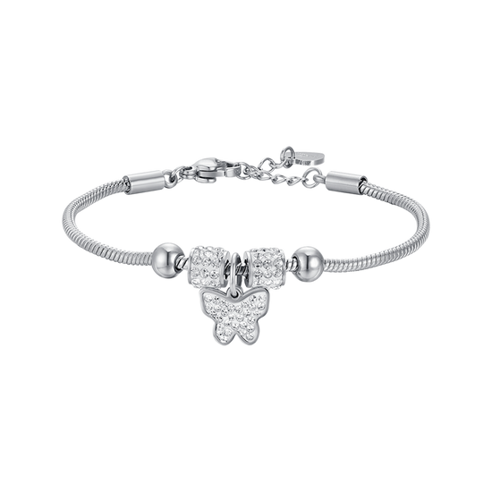 BRACELET PAPILLON EN ACIER AVEC CRISTAUX BLANCS