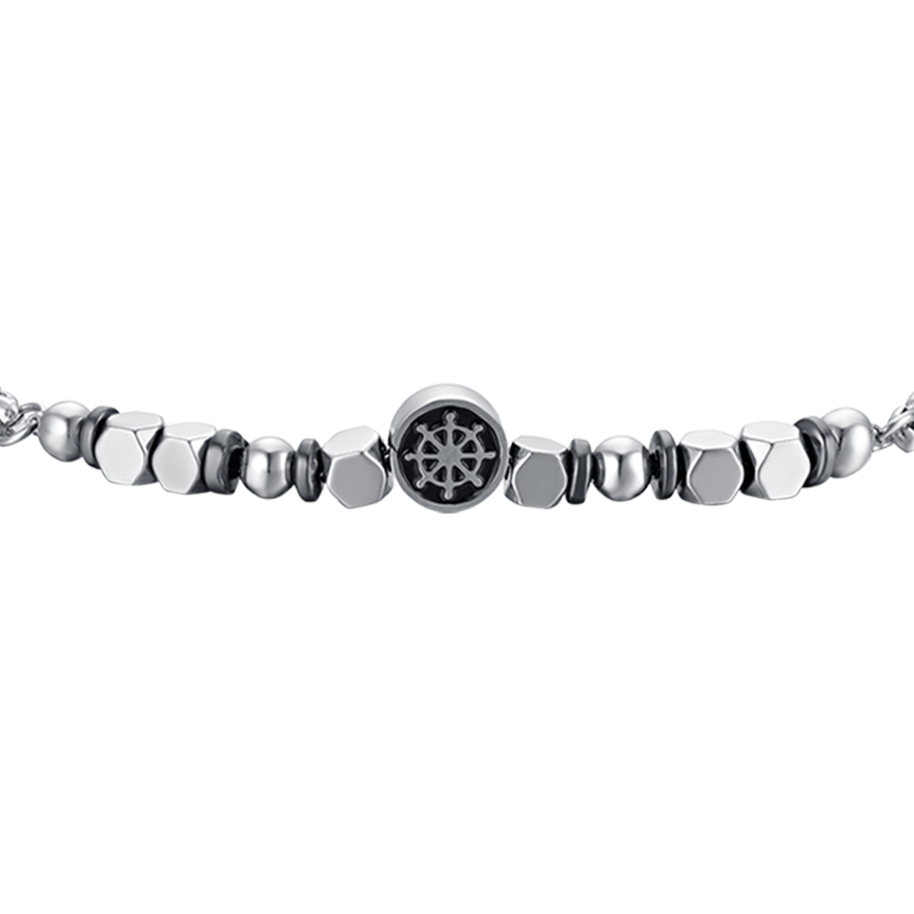 BRACELET BÉBÉ EN ACIER AVEC HÉMATITE GRISE ET SAFRAN