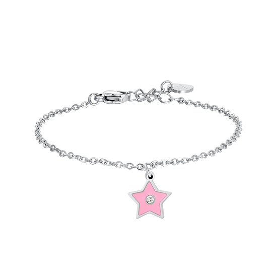 BRACELET FILLE EN ACIER ÉMAILLÉ ROSE