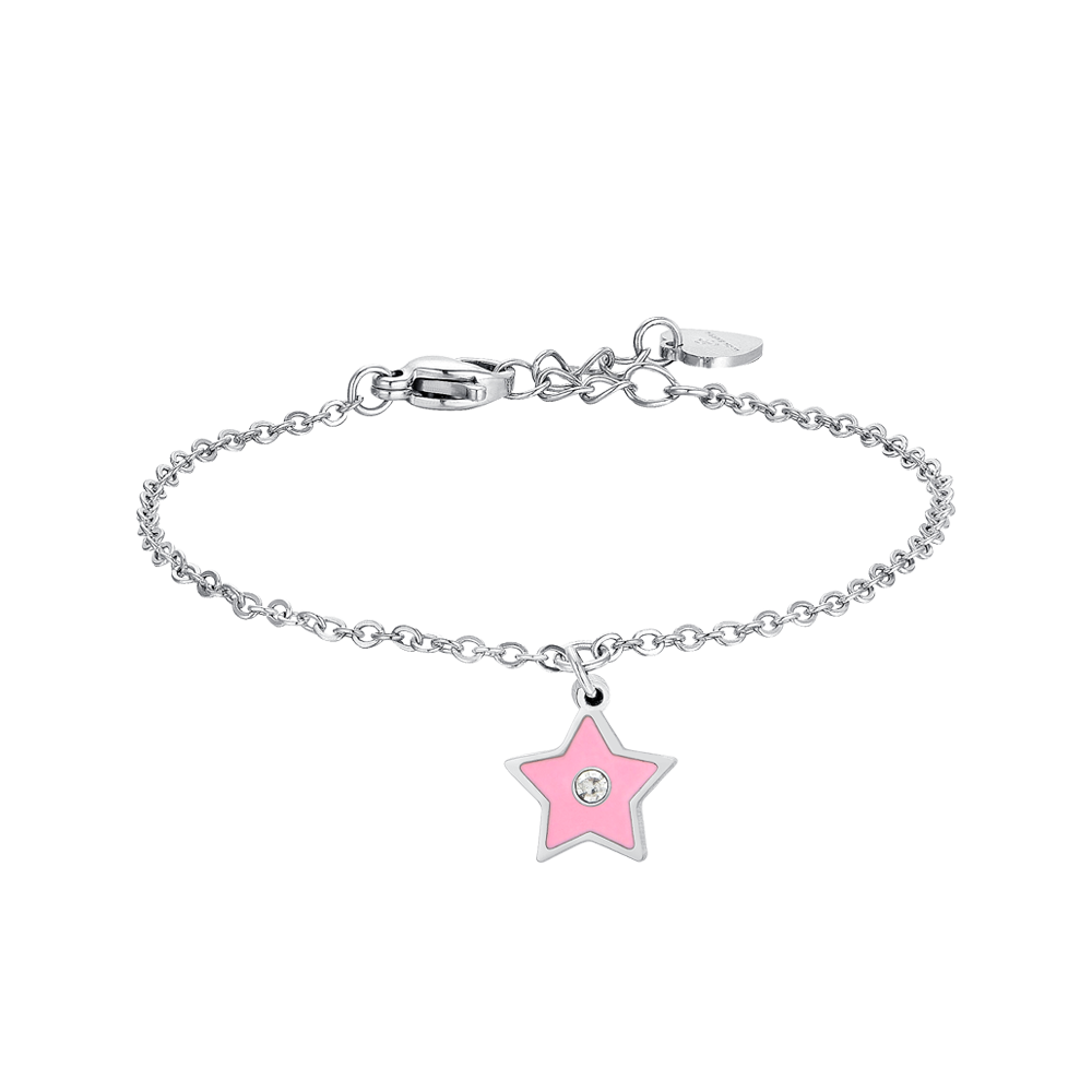 BRACELET FILLE EN ACIER ÉMAILLÉ ROSE