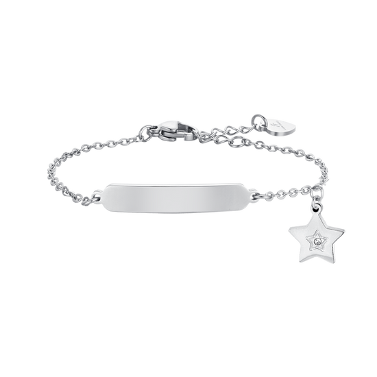 BRACELET FILLE EN ACIER AVEC ÉTOILE ET PLAQUE