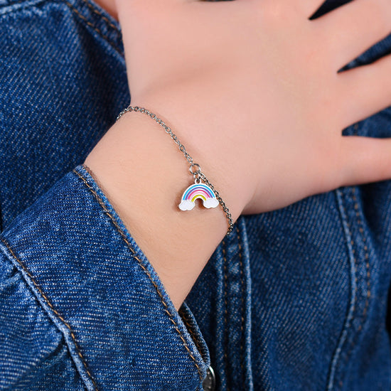 BRACELET ARC-EN-CIEL EN ACIER POUR FILLE