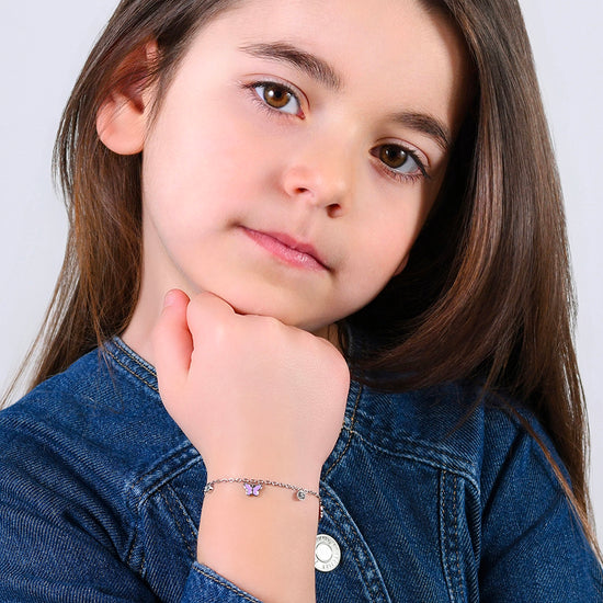 BRACELET FILLE EN ACIER ÉMAILLÉ VIOLET