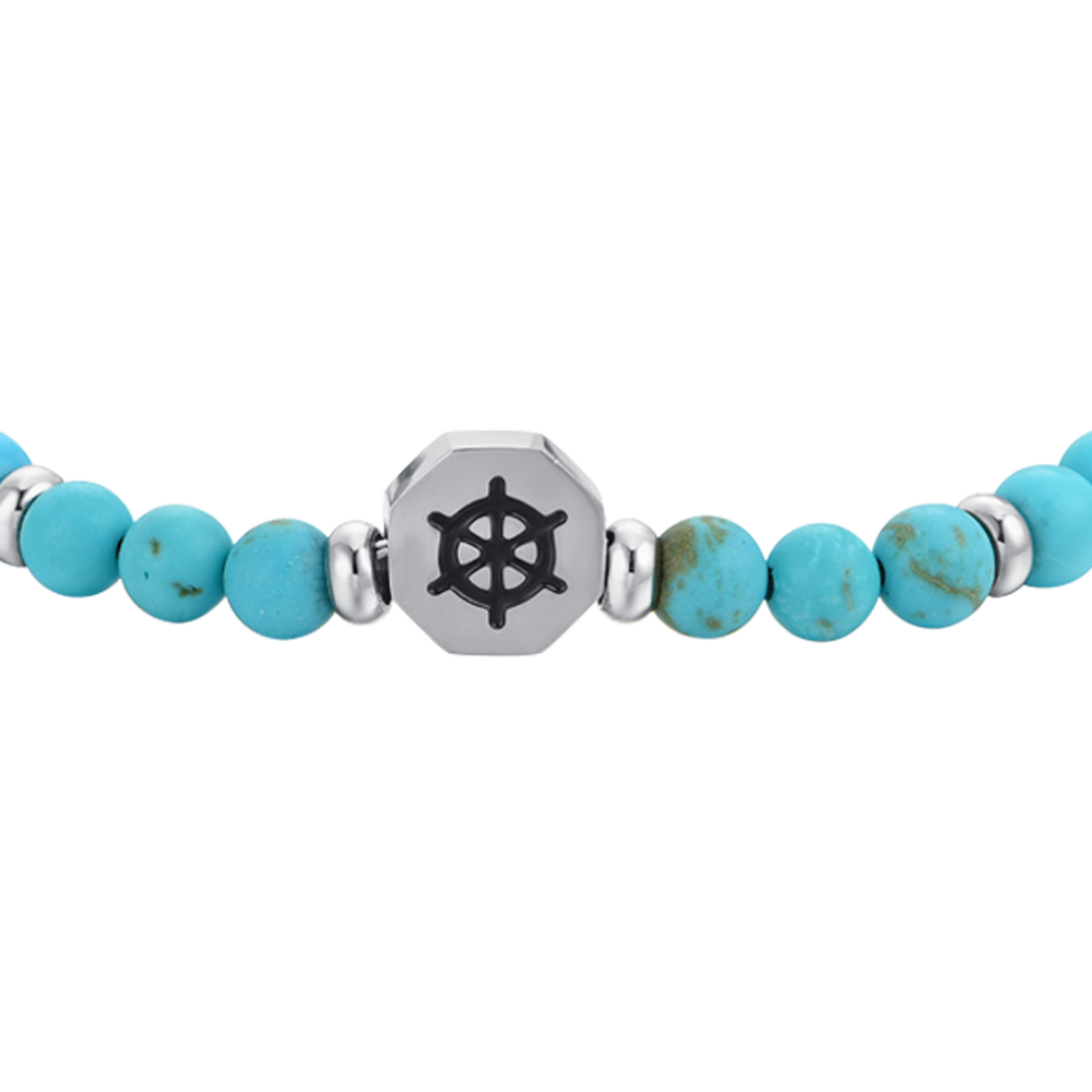 BRACELET BÉBÉ EN ACIER RUDDER AVEC PIERRES TURQUOISES