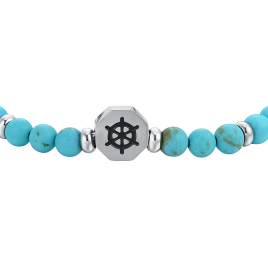 BRACELET BÉBÉ EN ACIER RUDDER AVEC PIERRES TURQUOISES