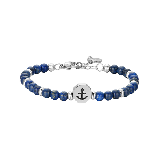 BRACELET D'ENFANT EN ACIER ANCRE AVEC PIERRES BLEUES Luca Barra