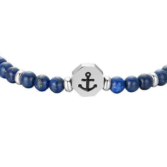 BRACELET BÉBÉ ANCRE EN ACIER AVEC PIERRES BLEUES