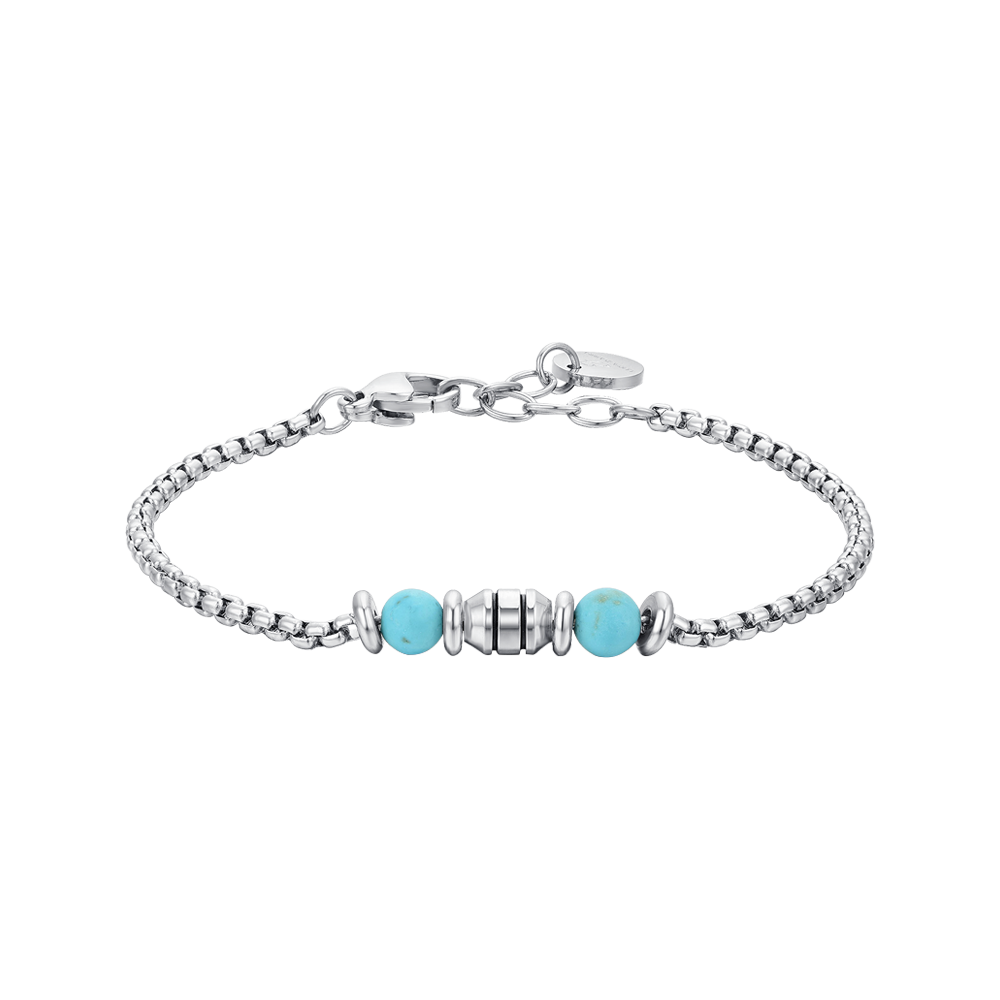 BRACELET BÉBÉ EN ACIER AVEC PIERRES TURQUOISES