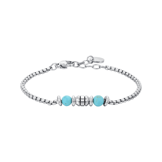 BRACELET BÉBÉ EN ACIER AVEC PIERRES TURQUOISES