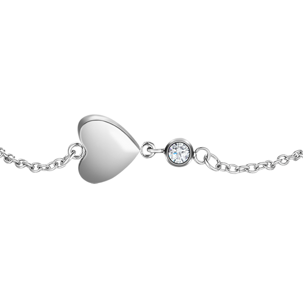 BRACCIALE IN ACCIAIO CON CUORE E CRISTALLO BIANCO