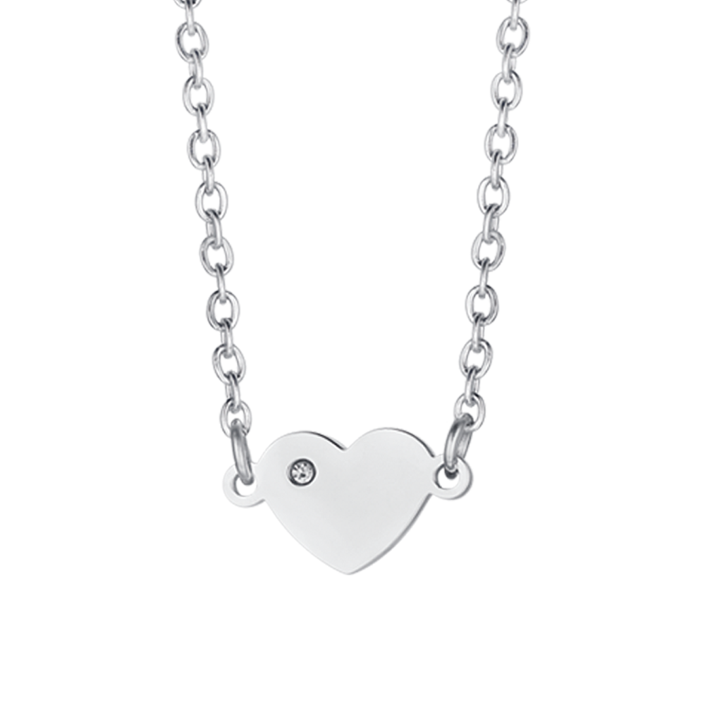 COLLIER FILLE ACIER AVEC COEUR