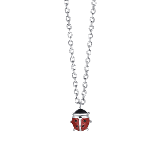 COLLIER EN ACIER POUR FILLE AVEC COCCINELLE