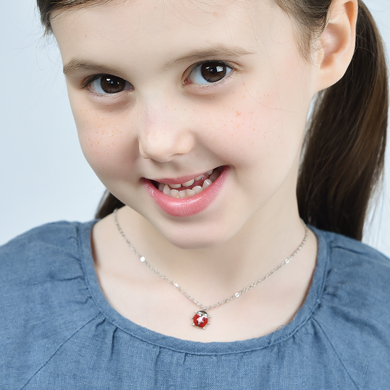 COLLIER EN ACIER POUR FILLE AVEC COCCINELLE