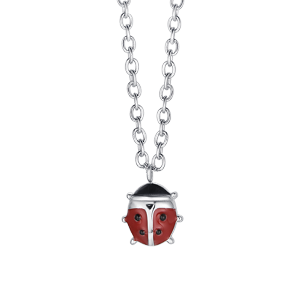 COLLIER EN ACIER POUR FILLE AVEC COCCINELLE